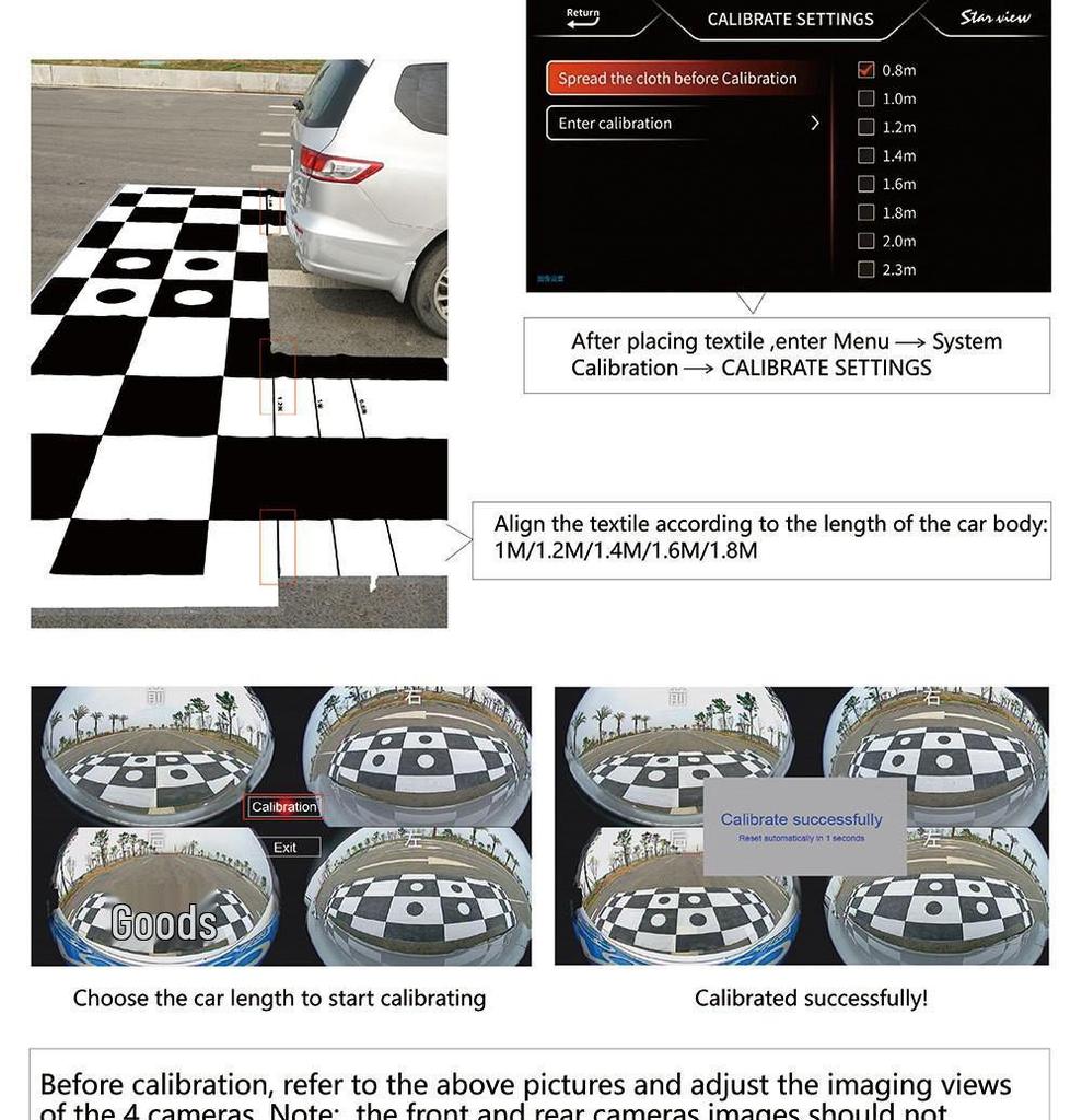 360° HD Dashcam with 3D Reversing Assist, Four-Lens Universal Car Camera