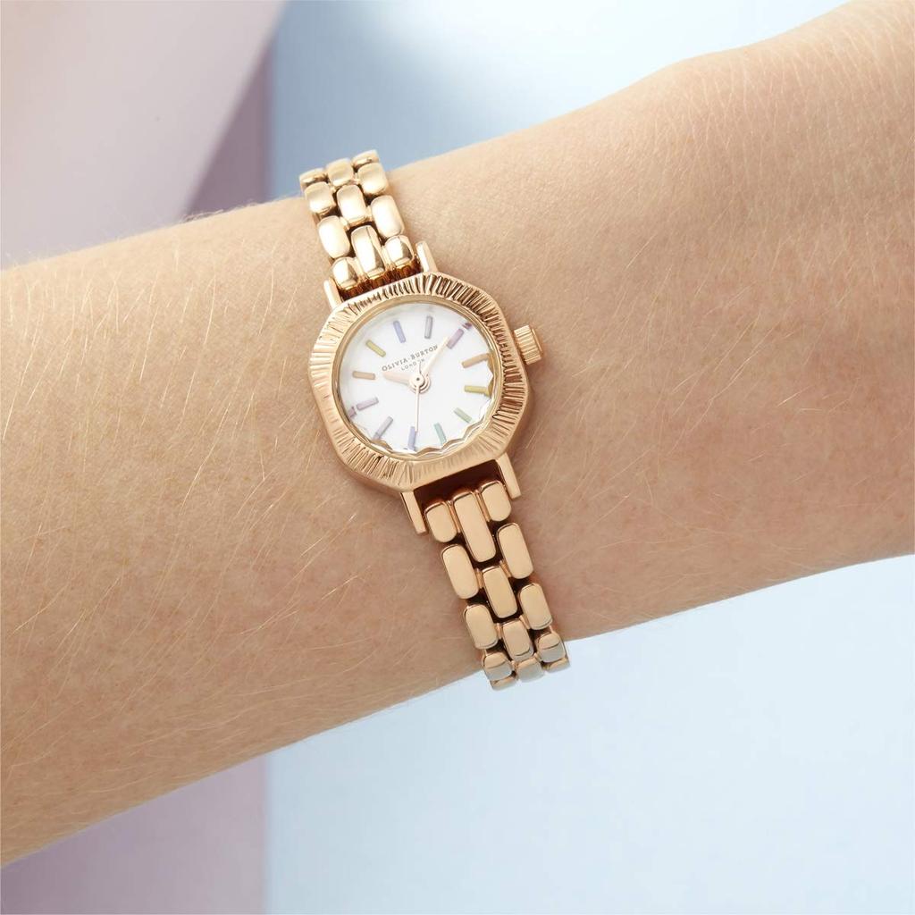 Авторизованный дистрибьютор Olivia Burton Watch OB16CC50 Rainbow Pale Rose Gold Bracelet Mini Dial 23mm [OLIVIA BURTON] Женские