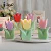 Ароматизированная свеча с ароматом тюльпана, сувенир, подарок, ароматизированная свеча ко Дню учителя, воск для моделирования цветов
