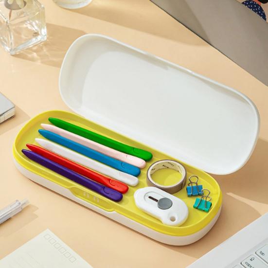 Large Capacity Pencil Box with Lid Lightweight Double Layer Design Dustproof Portable Pen Case
