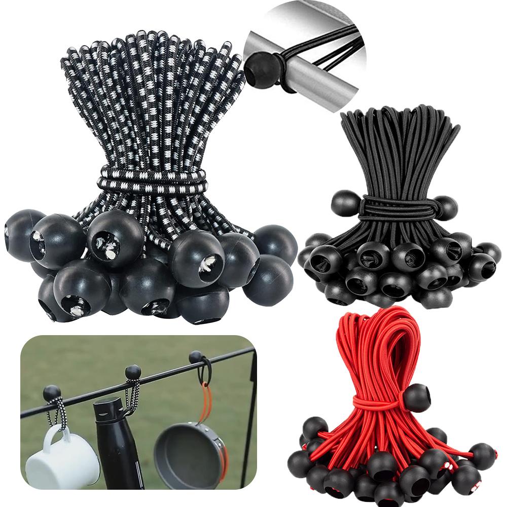 50pcs Bungee Ball Tarps with Elastic String Tarpaulin Flagpole Ties Elastic Rope Lace Fixed Boat Pole Camping Tent Accessories