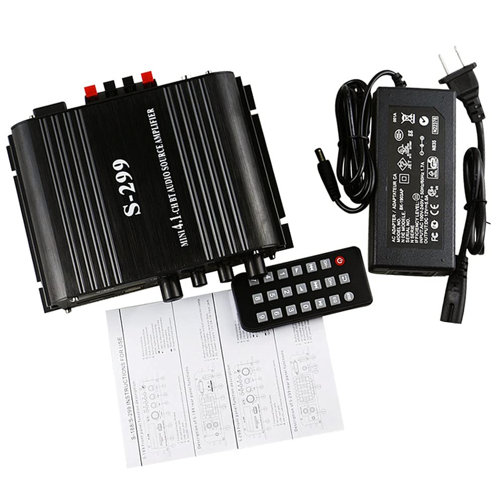 Усилитель объемного звучания ORIGINCOM, совместимый с Bluetooth, 4 x 40 Вт, RCA-сабвуфер, небольшой усилитель, воспроизведение карт, 4-канальный звуковой адаптер в комплекте LPS299 4.1ch