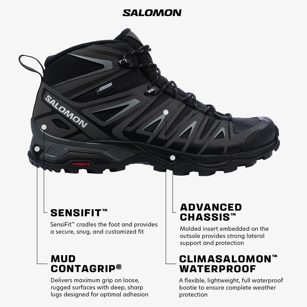 Salomon Ботинки для хайкинга и треккинга X Ultra Pioneer MID CSWP см Мужские Черный/Магнит/Монумент 27.0