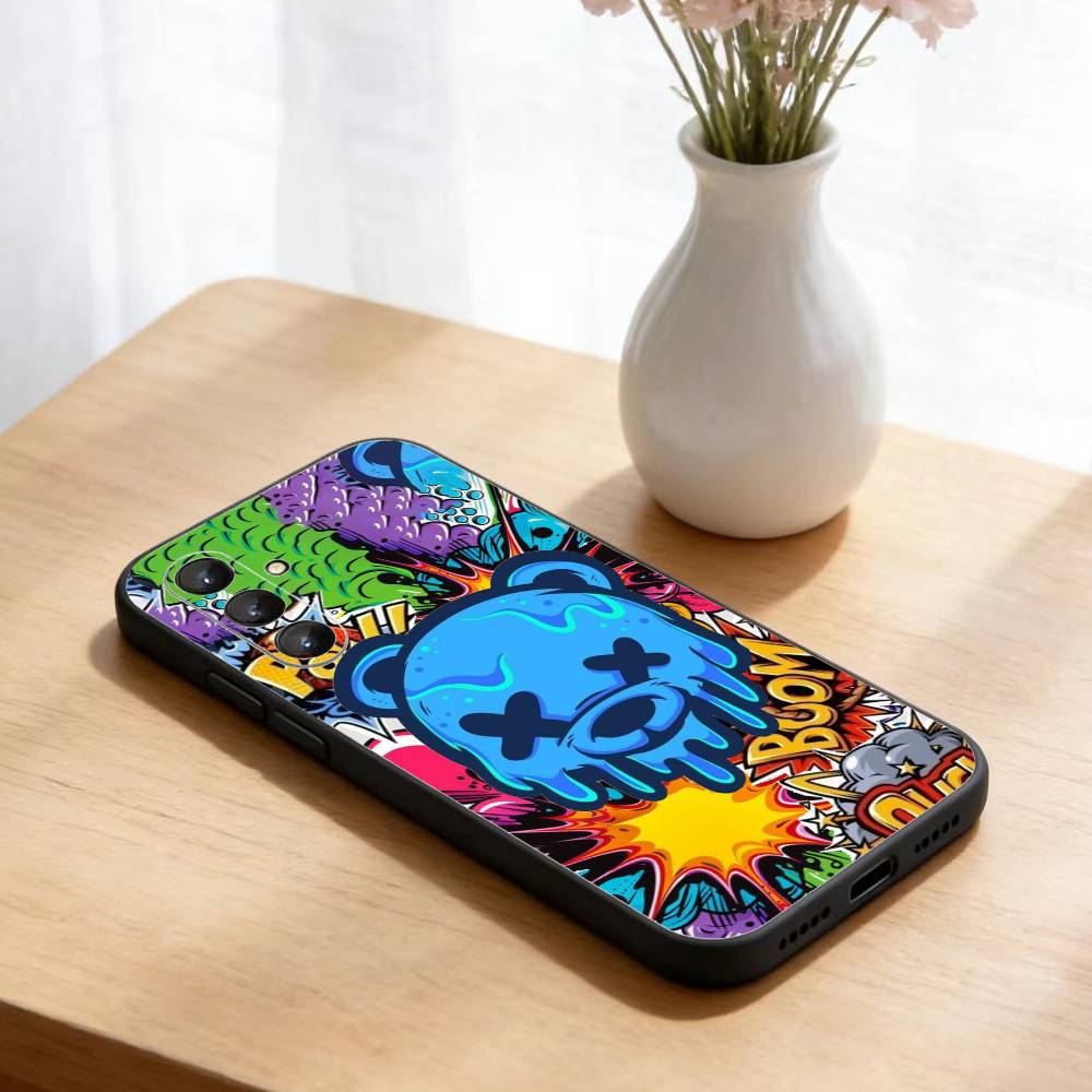 HOT Colorful Graffiti Bear Phone Case For Samsung Galaxy A73,A72,A71,A70,A52,A51 Others Soft Black Cover