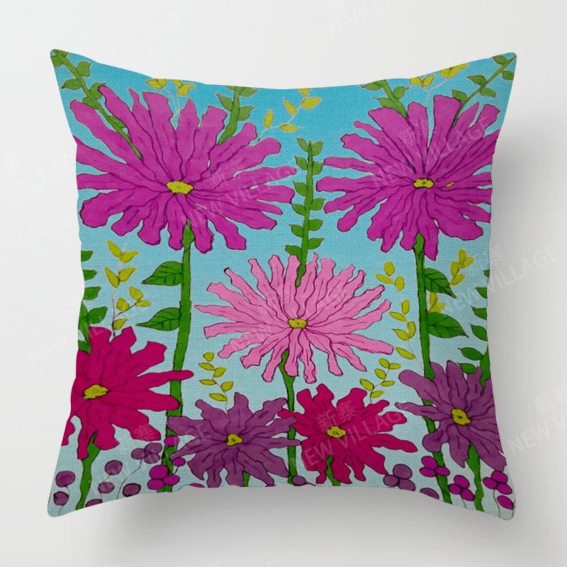 Vibrant Garden Pillowcases Colorful Floral Designs for Home Decor Perfect Spring Gift with Trees Flowers Moon Scenes