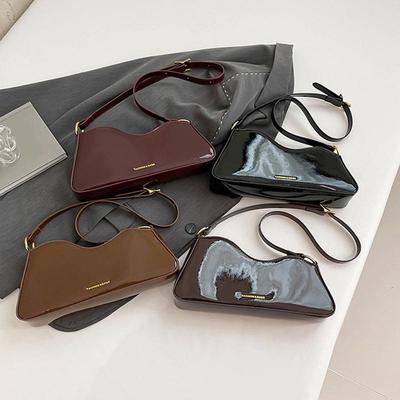 Женские сумки через плечо Модные лакированные бордовые сумки под мышкой Французский дизайнер Женские сумки кроссбоди для通勤 KTY