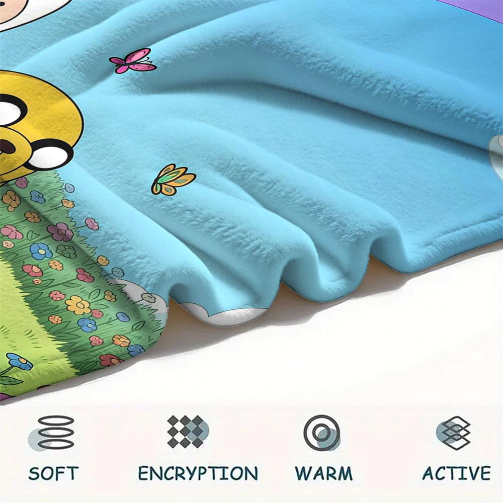 Adventure Time Flannel Blanket, High quality Comfortable for All Seasons, Home Decor, Warmth and Comfort