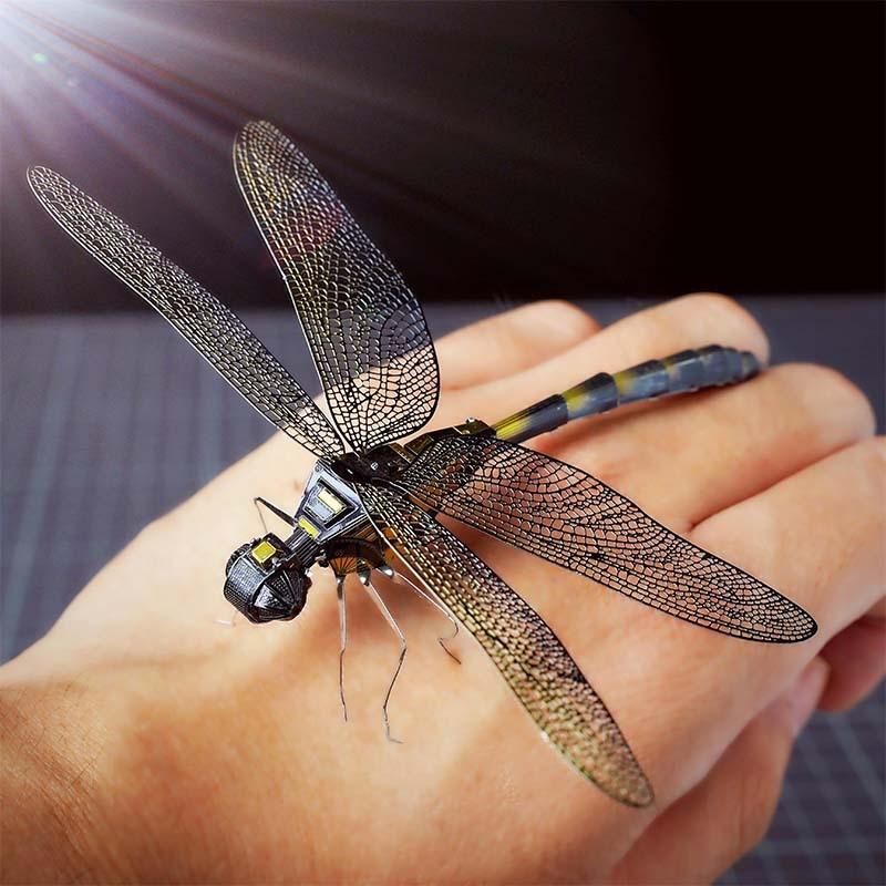 1 Set Jigsaw Puzzle Toys Insect Series Diy Mini Assembling 3D Metal Puzzle Color Dragonfly Model For Kids 14+ Adult Gift