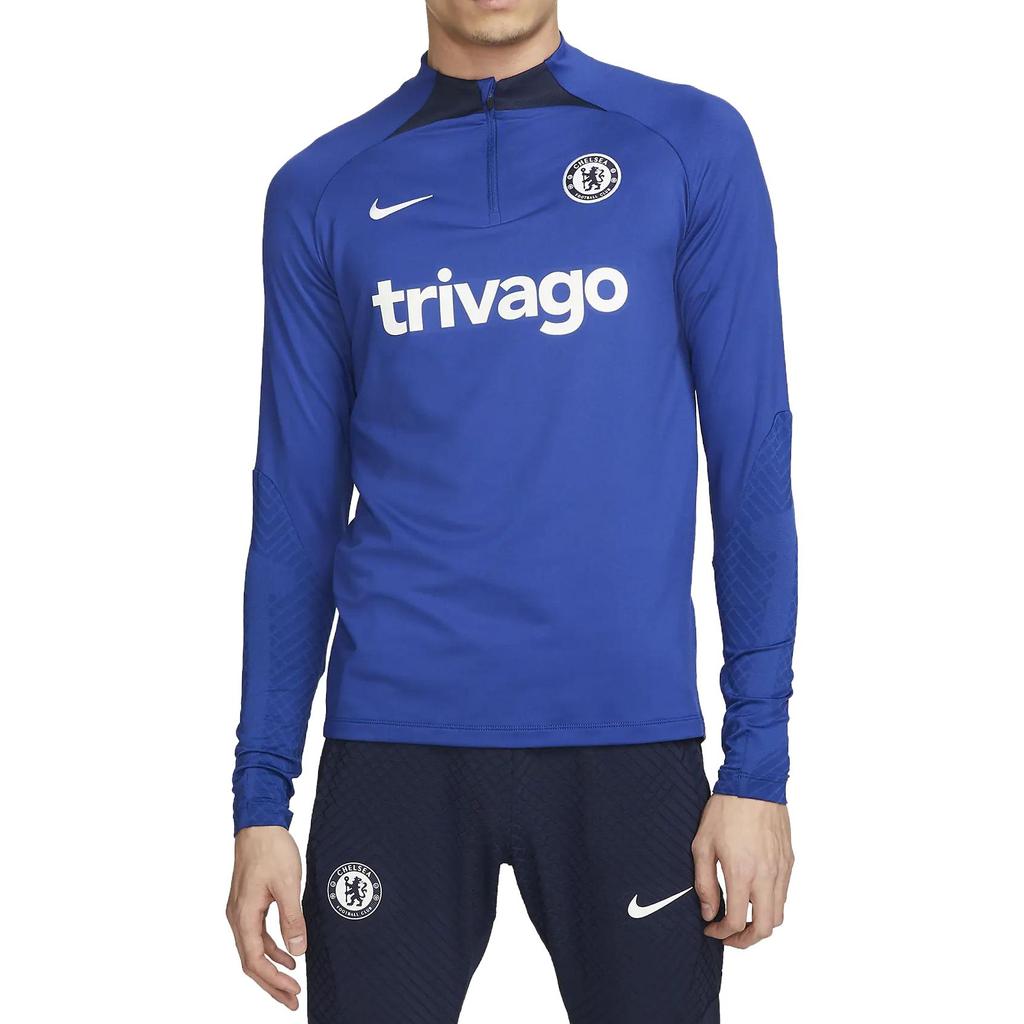 Nike Футболка Chelsea Fan Edition Professional Soccer Sport, тренировочная, с воротником-стойкой, длинным рукавом и дышащим круглым вырезом, с надписью DM2455-496