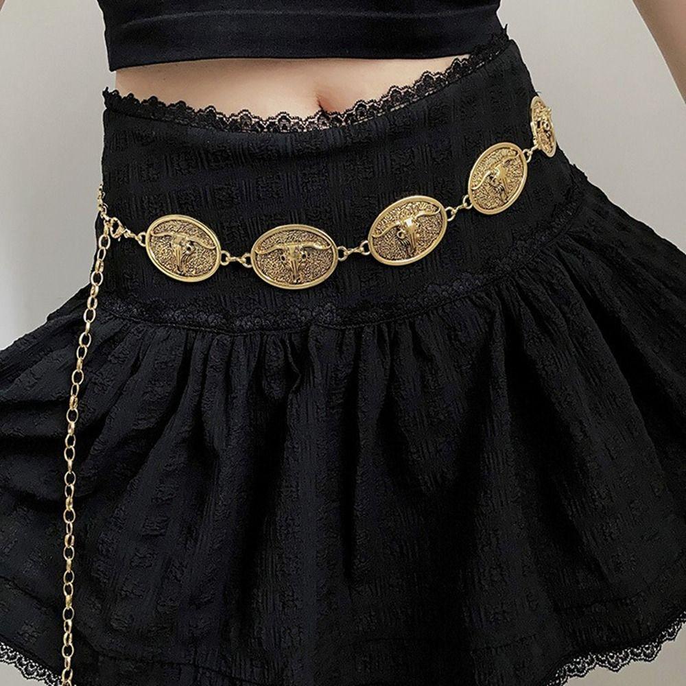 Vintage Bohemian Style Waistband Flower Ethnic Style Belt Metal Waist Chain Beach Accessories