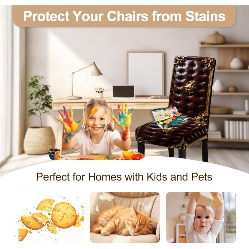4 6 Pcs Tufted Stretch Dining Chair Covers Decorative Slipcover Protector For Home Hotel Restaurant