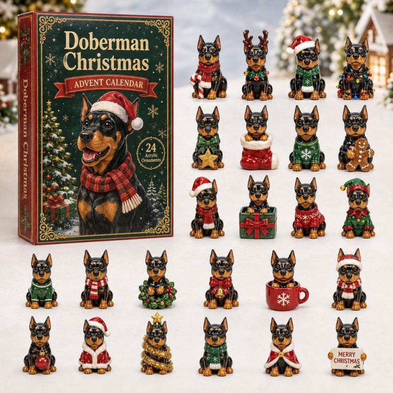 2026 Dog-Themed Christmas Advent Calendar Acrylic Blind Box Gift Kids Adults Decorative Hanging Ornament