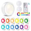 Cabinet Light Dimmable 16 Colors 1 Set Multiple Controls LED Round Night Light Portable Cabinet Kitchen Closet Lamps with Remote