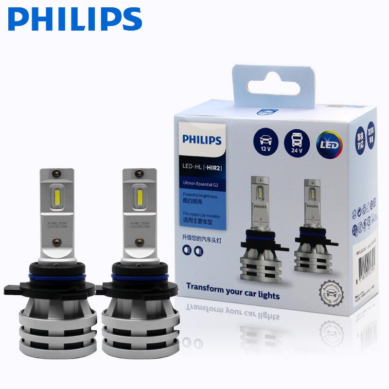 Светодиодные автомобильные фары и противотуманные фары Philips Ultinon Essential G2 H1 H4 H7 H8 H11 H16 HB3 HB4 H1R2 9003 9005 9006 9012 6500K (2 шт.)