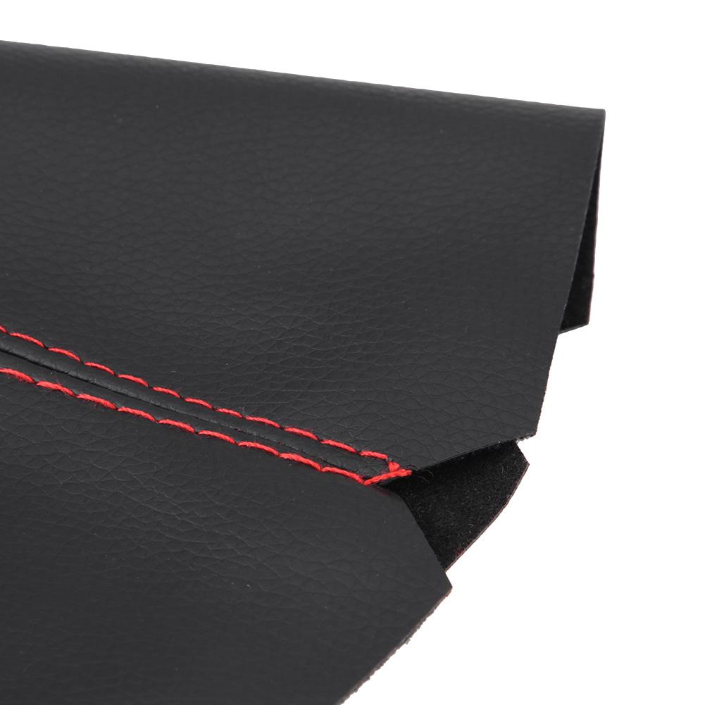  Ярко-черный чехол на ручку переключения передач из искусственной кожи, чехол для багажника с красной строчкой