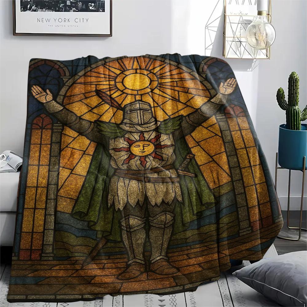 1Pc Dark Soul Print Flannel Blanket, High quality Comfortable for All Seasons, Home Decor, Warmth and Comfort, Perfect for Christmas Gifts