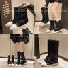 Pointed Toe Women High Boots Leather Fashion Winter Shoes New Brand 2025 Trend Knee High Gladiator New Motorcycle Botas De Mujer
