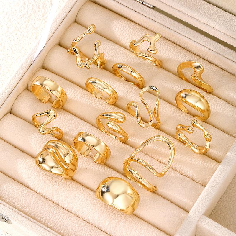 1Set Vintage Metal Rings For Women Men Gift Personalized Punk Hip Hop Irregular Exaggerated Knuckle Joint Rings