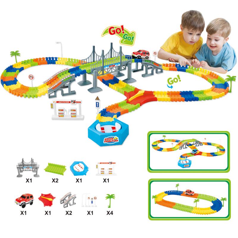 Children's DIY Electric Racing Car & LED Train Educational Toy Set