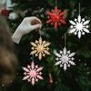 6Pieces Blue Snowflakes With Bright Powde Snowflakes For Christmas Tree Decoration Winter New Year Hanging Decoration