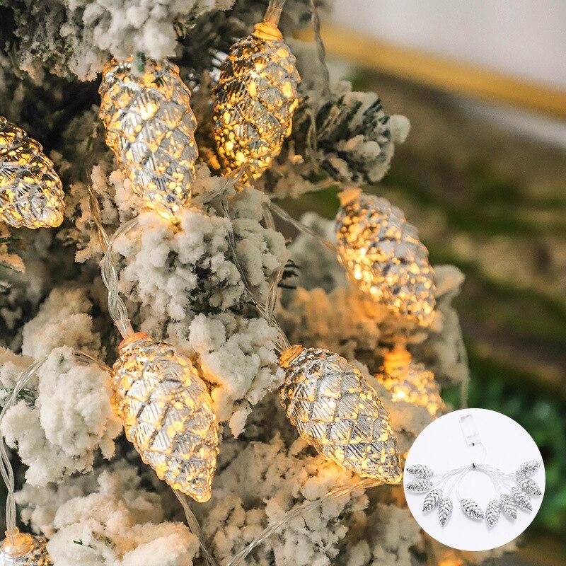Гирлянда из сосновых шишек 1,5 м с 10 теплыми белыми светодиодами для украшения рождественской елки
