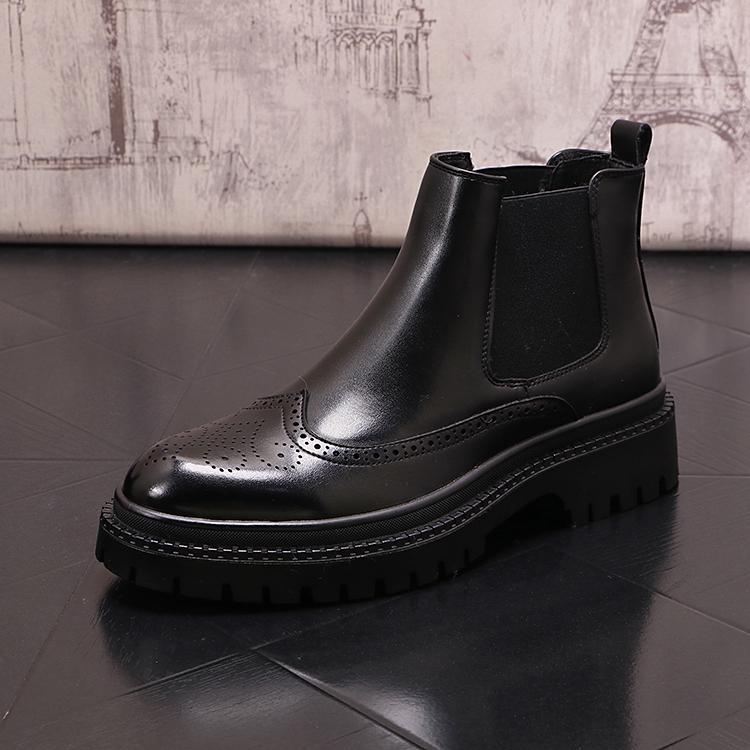 Модные мужские повседневные деловые свадебные ботинки челси черные модные резные броги ковбойские оригинальные кожаные ботинки осень-зима botas