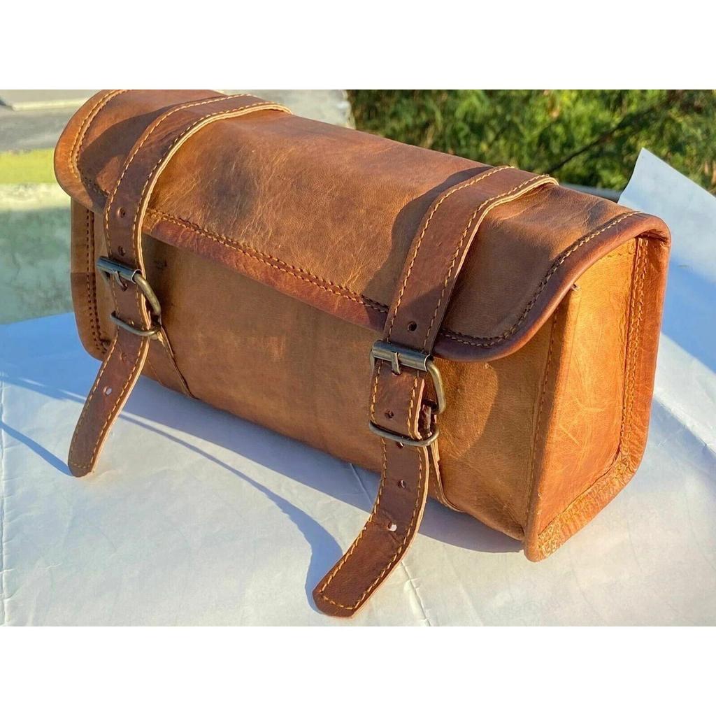 Leather Motorcycle Pouch Panniers Saddle Bag Saddlebags Brown Luggage Handmade