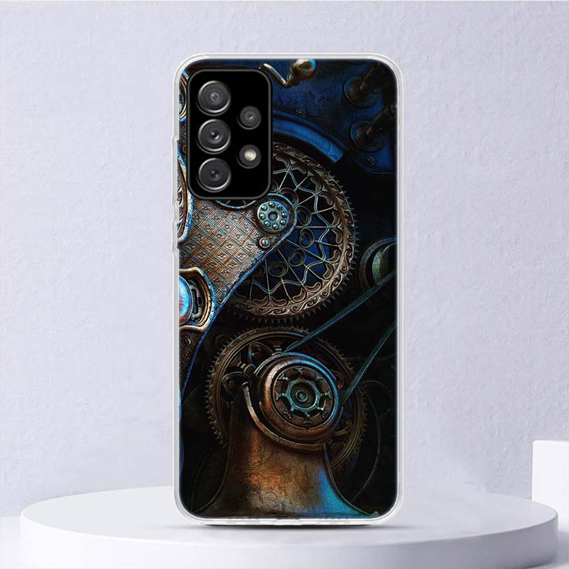 Steampunk Gear Mechanical Soft Case For Samsung Galaxy A15 A14 A13 A12 A55 A54 A53 A52 Phone Cover A35 A32 A33 A25 A23 A22 A05S