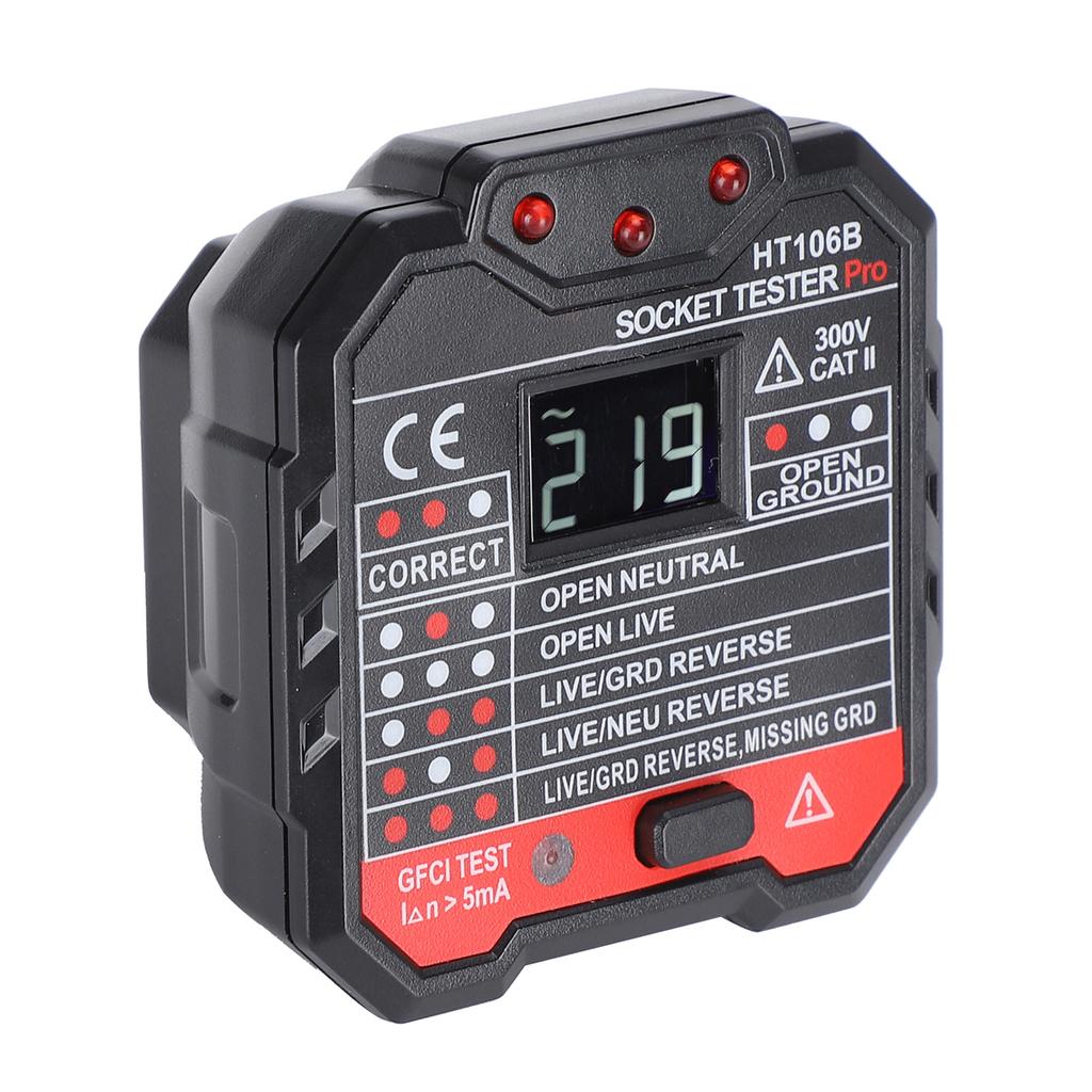 HT106B Цифровой дисплей Детектор розеток Вилка для стены Тестер автоматического выключателя Вилка США 110-220 В