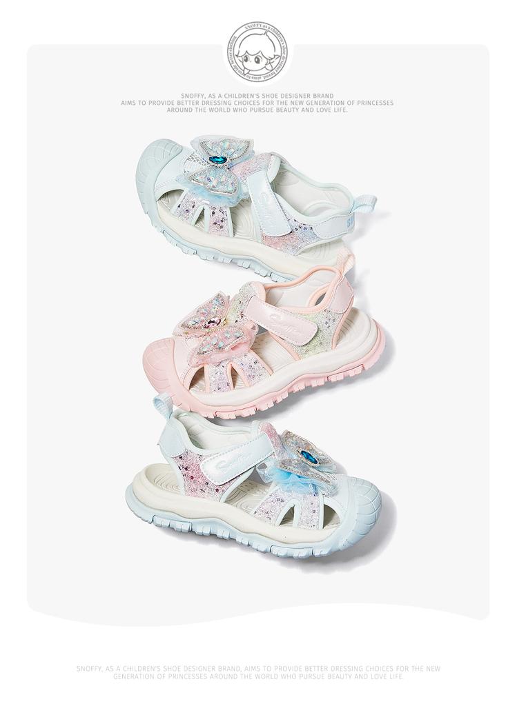 Snafei Girls' Sandals 2026 Summer New Style Little Girls' Crystal Princess Shoes Soft soled Non slip Outdoor Creeper Shoes