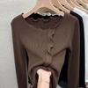 Elegant Womens Knitted Top With Solid Color Design For Plus Size Fall Winter Wear