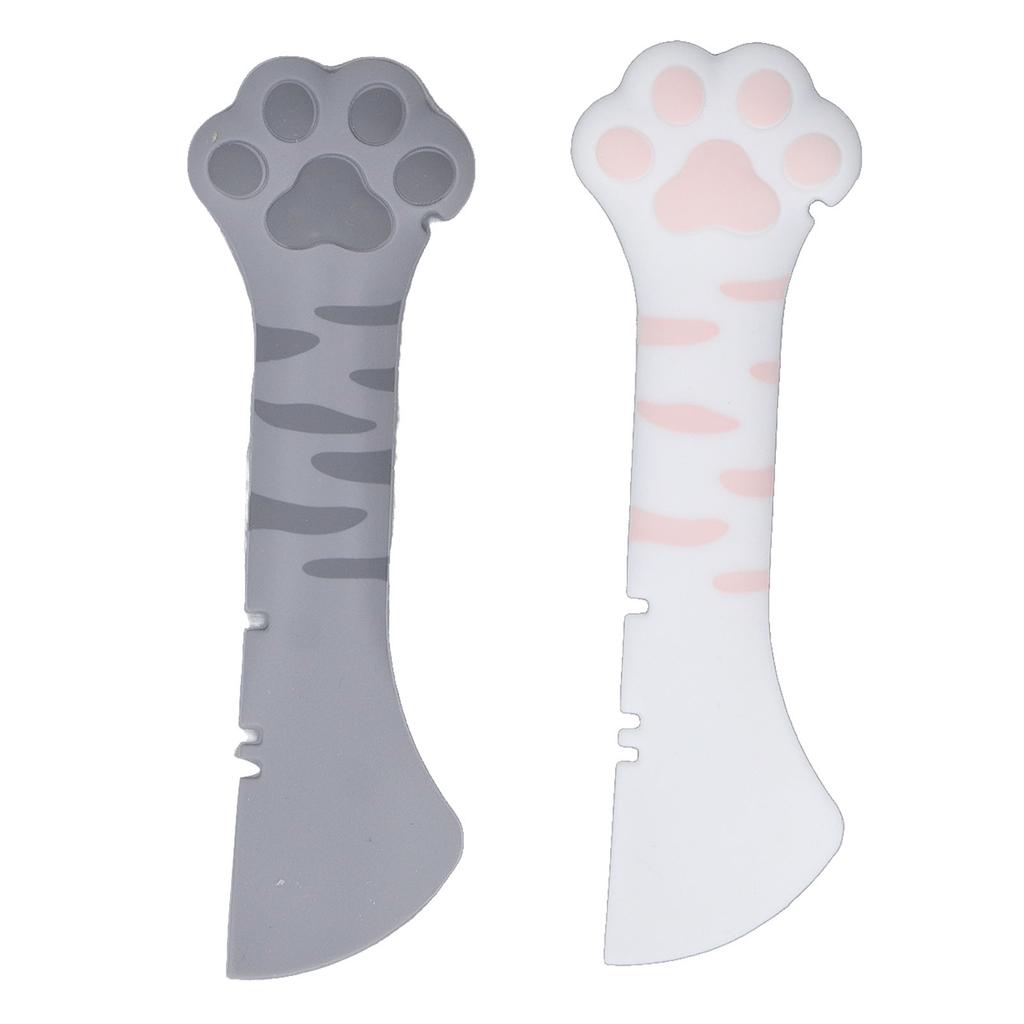 2 шт. Ложка для кошачьего корма, безопасная, прочная, силиконовая, изогнутая головка, экономящая усилия, портативная открывалка для кошачьего корма