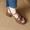 Fashion Woman Shoes Roman Style Beige Buckles Sandals for Women Dress Round Toe Tip Sabot Sandal 2024 Luxury Casual Original Trend Korea