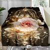 Roses Pearls Print Flannel Blanket, Soft Warm Lightweight Throw Blanket for living Room,Sofa Bed Camping office