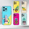 Летний чехол-ананас для iPhone 17,16,15,14,13,12,11 Plus,Pro Max,XS, Мягкий силиконовый черный чехол