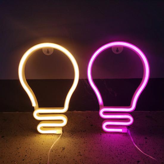 Colorful Rainbow Bulb Shape LED Neon Sign Light Lamp Decoration for Room