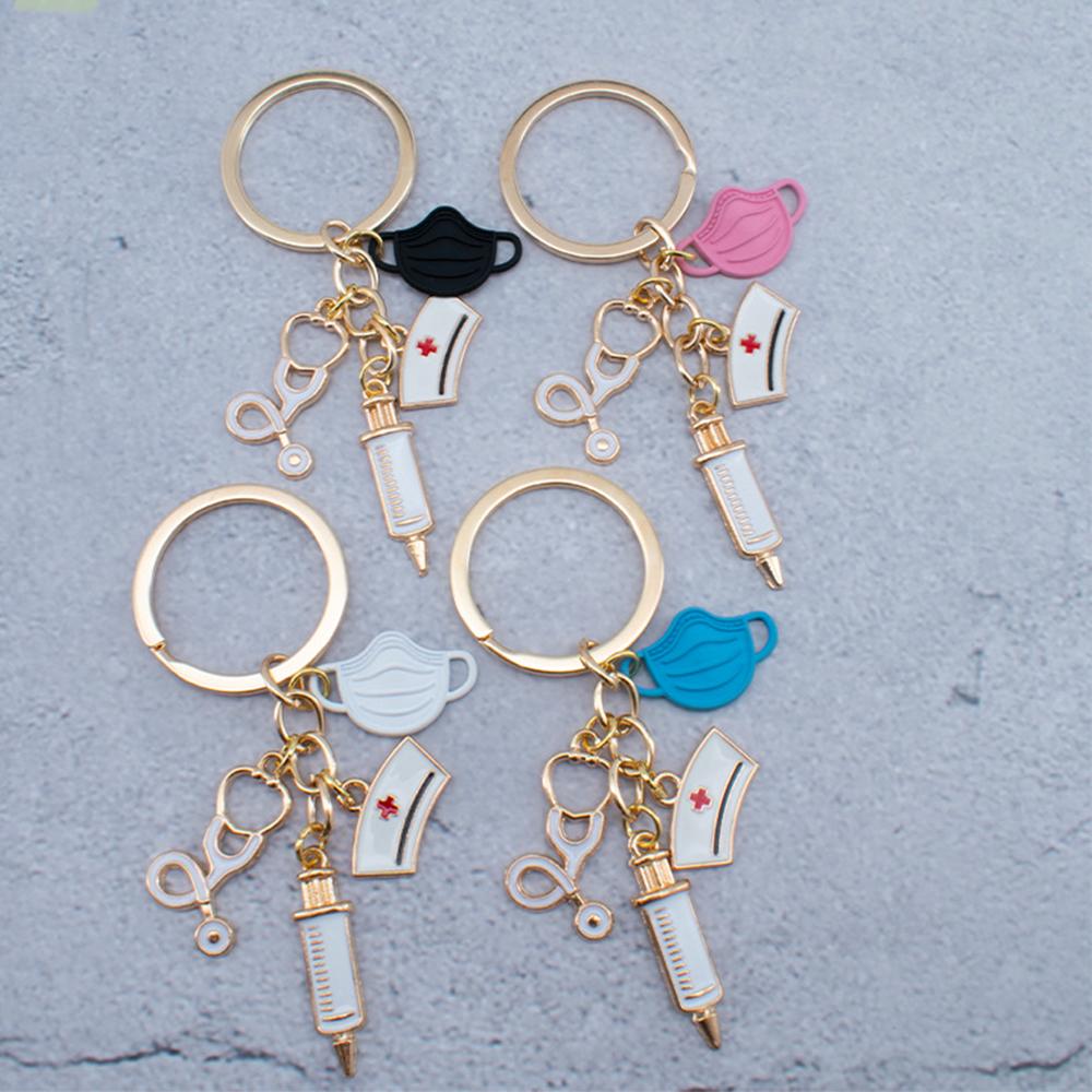 New Syringe Stethoscope Mask Nurse Cap Keychains for Men Women Bag Car Pendant Alloy Medical Tools Doctor's Day Gift Bag Charm