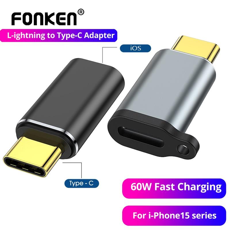 FONKEN PD60W Lightning Male To USB C Female Adapter Connector Fast Charging Data Adaptor Converter for iPhone 15 Series
