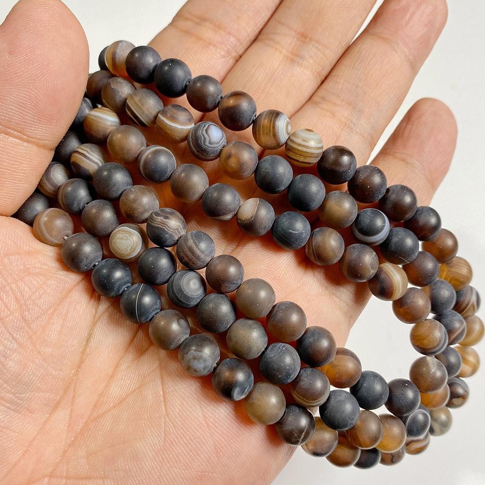 6 8 10 MM Matte Natural Stone Beads Polished Blue Stripes Agates Stone Beads Diy Spacer loose Beads for Jewelry Making bracelet