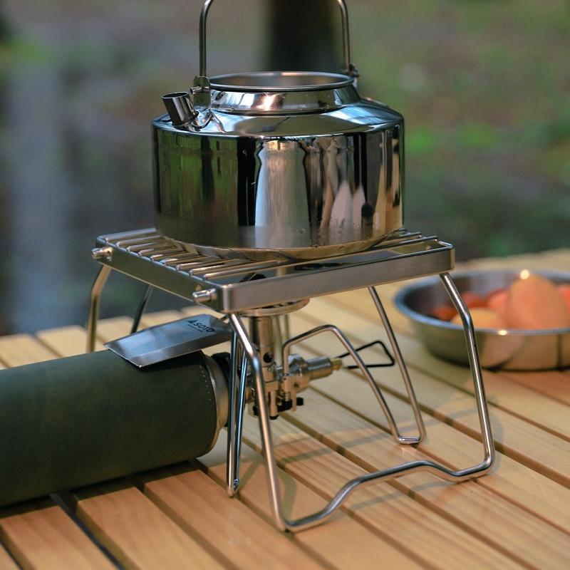 Portable Mini Folding Stainless Steel Stove Top Stand Outdoor Small Size Barbecue Grill Tray Stand with Rack for Camping Grills