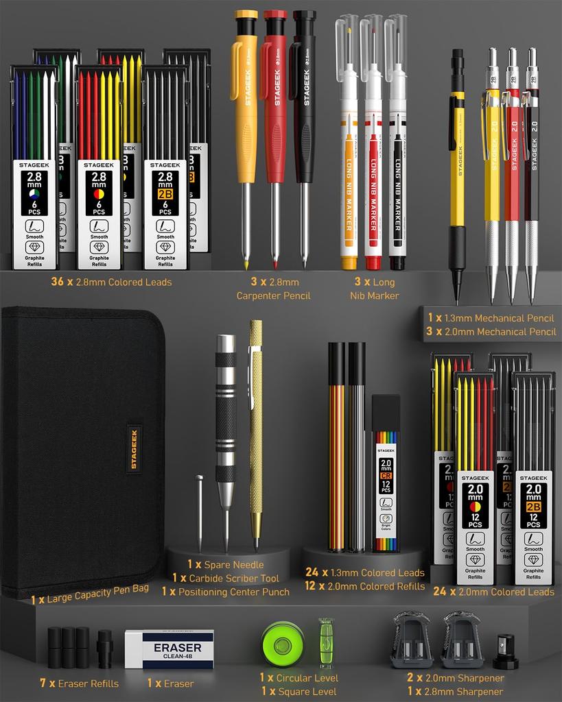 STAGEEK Architectural Mechanical Pencil Set
