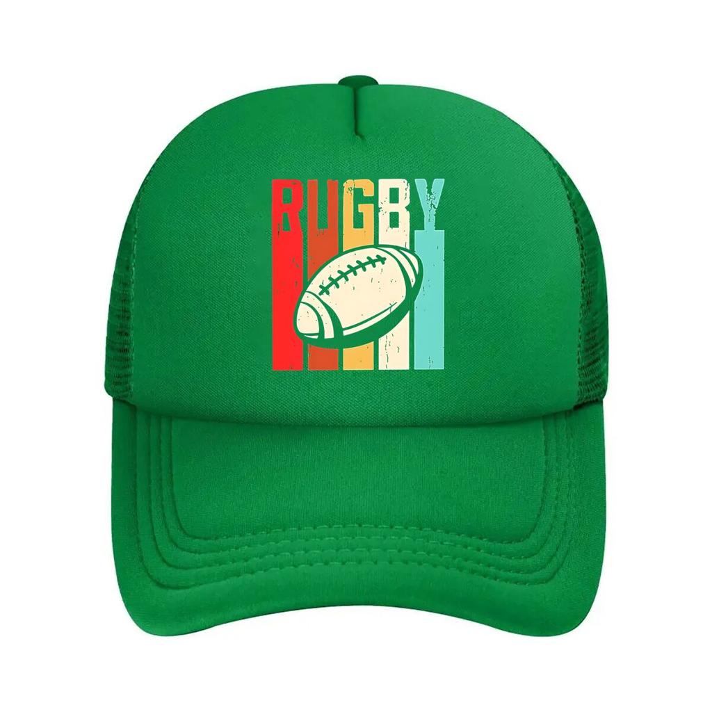 Retro Rugby Graphic Mesh Baseball Cap Dad Hat Hip Hop Snapback Cap