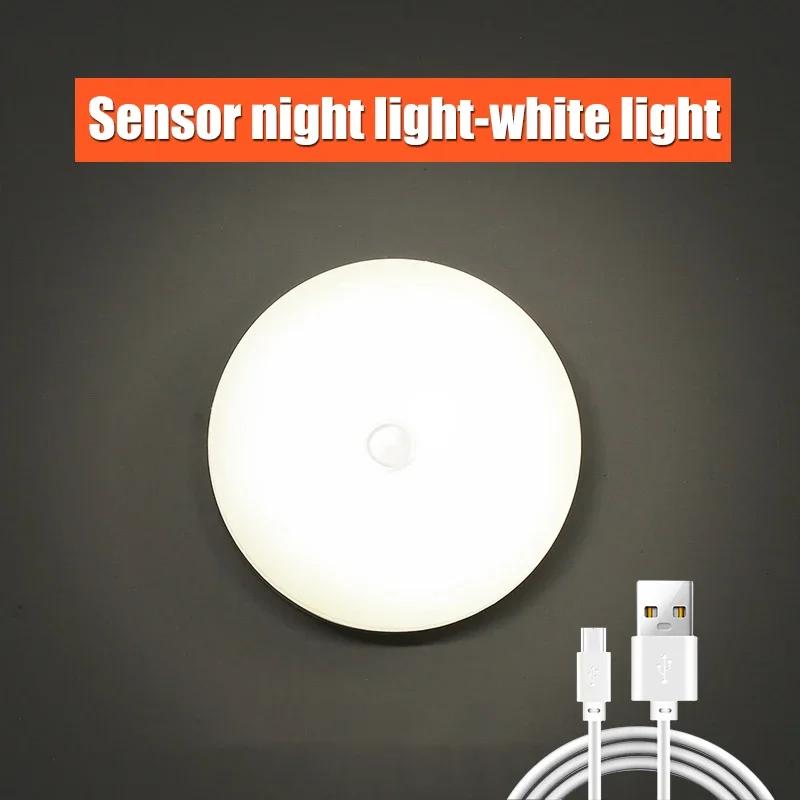 PIR Motion Sensor LED Night Light USB Rechargeable Night Lamp For Kitchen Cabinet Wardrobe Lamp Staircase Wireless Closet Light