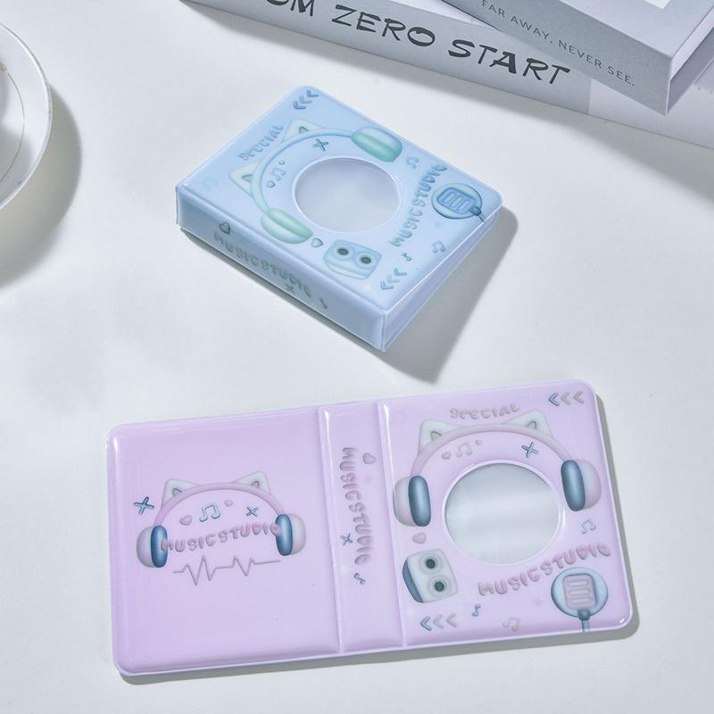 Милый фотоальбом 3 дюйма, чехол для хранения фотографий с гарнитурой, папка для карточек Kpop, держатель для карточек с именами, 36 карманов