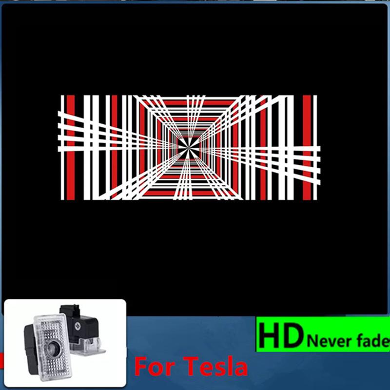 bjzqr4 2PCS Car Door HD LED Lamp Projector Courtesy Welcome Light For Tesla Model 3 S X highland Model Y 2025