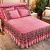 Luxury Wedding Bedding Set Super Soft Crystal Velvet Fleece Lace Ruffles Quilted Bed Skirt Mattress Cover Bedspread Pillowcases