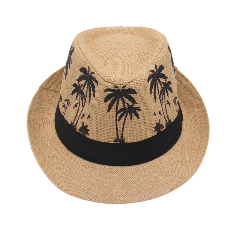 Wind Coconut Pattern Panama Top Hat Austrian Beach Hat Trily Trimi Lightweight Gentleman'S Hat