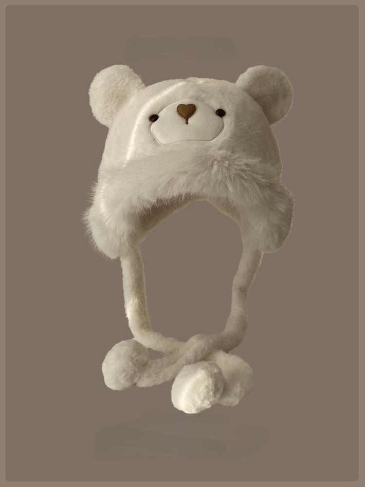 Плюшевая шапка-медведь женская осенне-зимняя взрослая плюшевая утолщенная теплая защита ушей шапка-пуловер милая шапка-ушанка для велоспорта