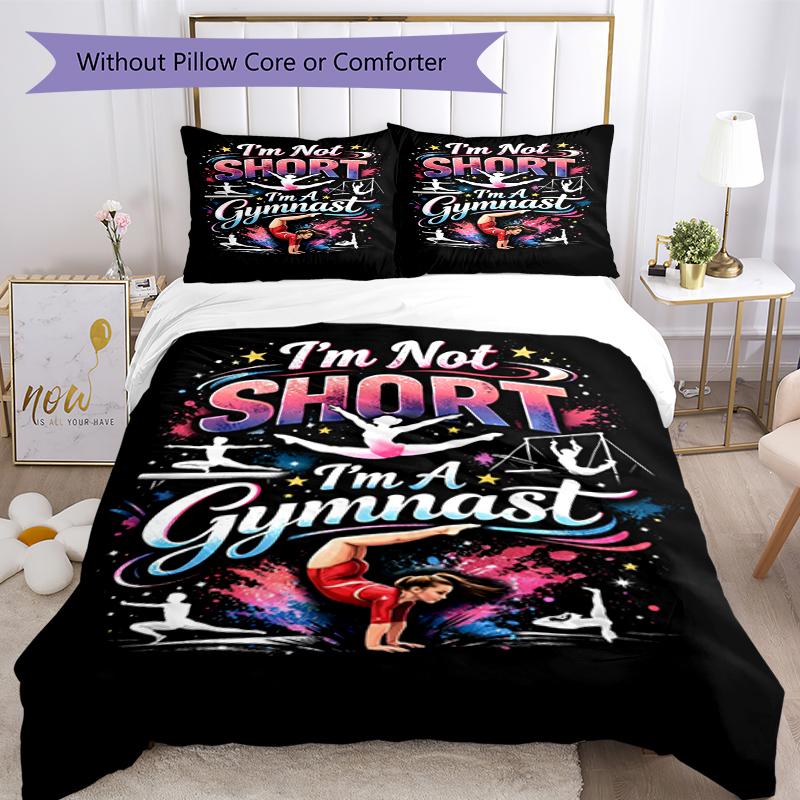 3pcs gymnastics Bedding Set Duvet Cover Closure Includes 1 Duvet Cover & 2 Pillowcases, Soft and Comfortable for All Seasons.