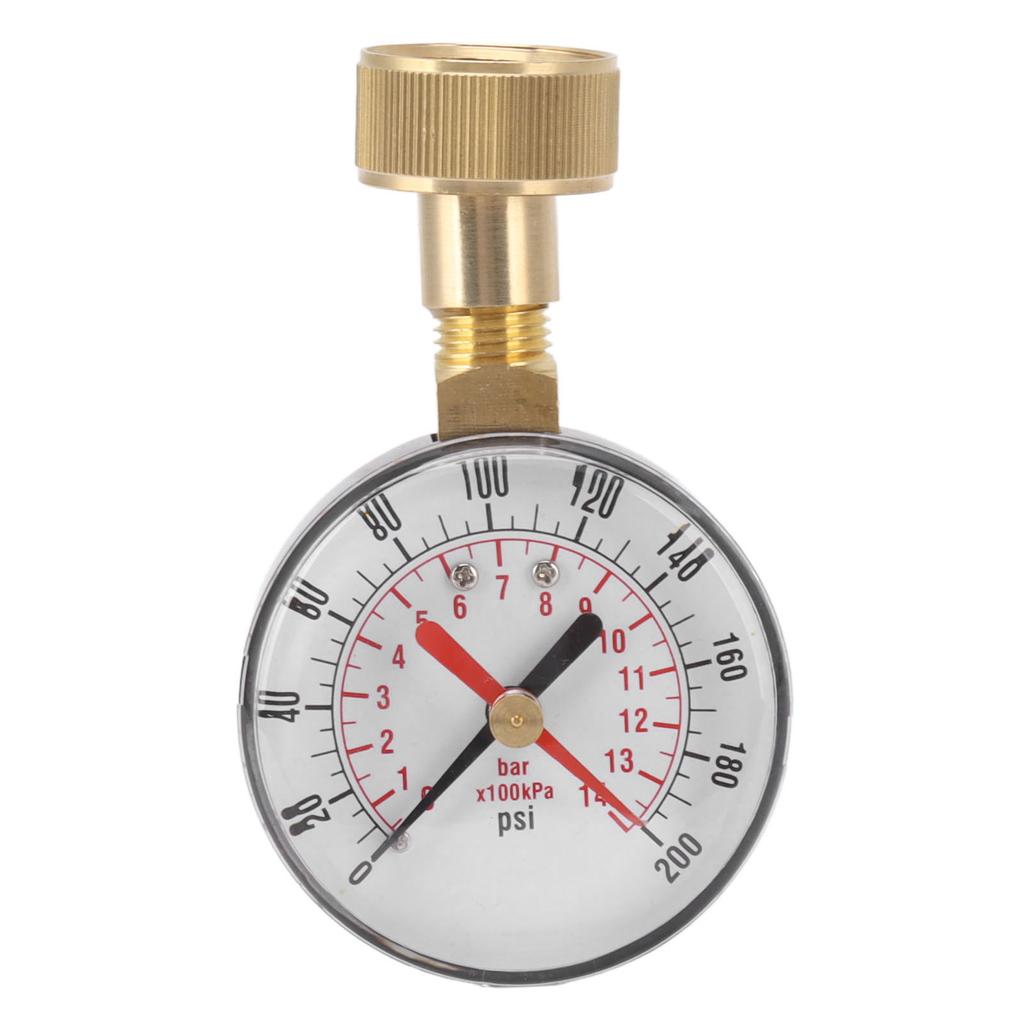 Water Pressure Gauge Aluminum Alloy Iron 0 To 200Psi Universal Water Pressure Test Gauge with 3 4 Female Hose Thread